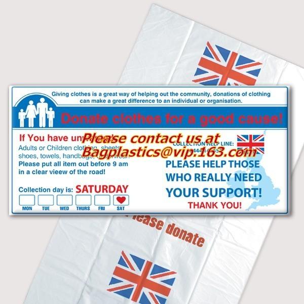 Heavy Duty Biodegradable china HDPE printed bag / charity bag / donation bag