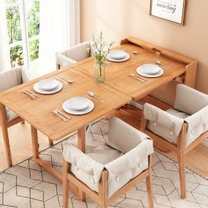 Wholesale Rectangle Folding Extendable Dining Table Set Burlywood Simple Modern Furniture from china suppliers