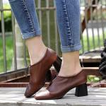 S017 Cowhide handmade new personality high heels leather single shoes thick heel