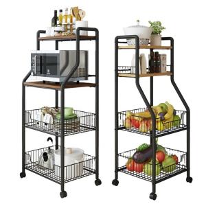 Wholesale BSCI Wooden 4 Tier Modern Kitchen Cart Storage Trolley Kitchen on Wheels from china suppliers