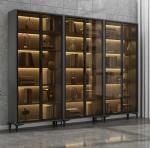 CCC Glass Door Bookcase Office Display Cabinet For Coffee Wine Bar