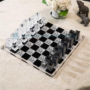 China Classic White and Black Chess Pieces Decor Lucite Acrylic Chess Board Set on sale