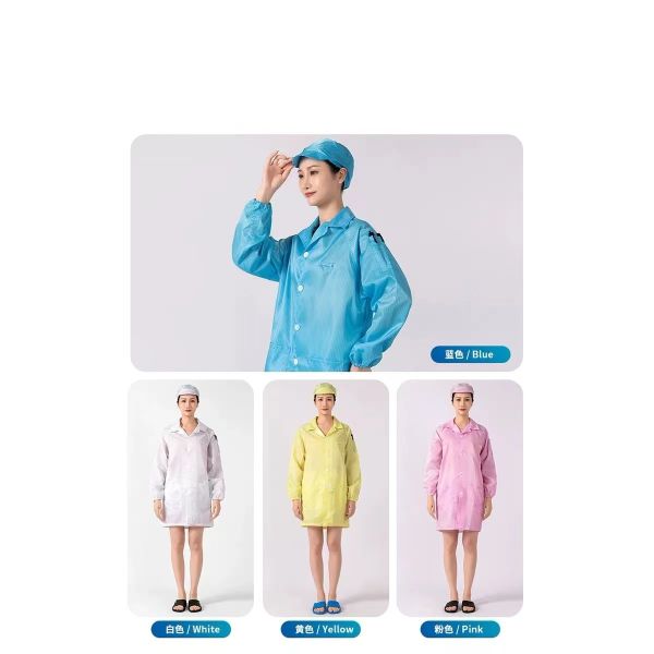 Conductive Fiber Anti Static Overall ESD Unisex Overcoat Cleanroom Suit