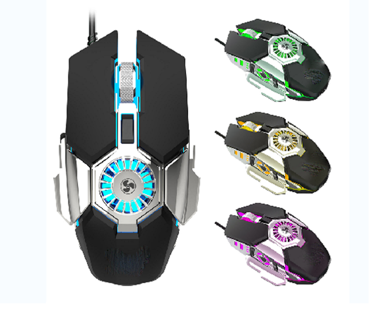 RGB Gaming Mouse 6 Buttons Adjustable DPI 1000/1600/3200/6400 Colorful Breathing Light ABS 8M Click Life 5V/100mA