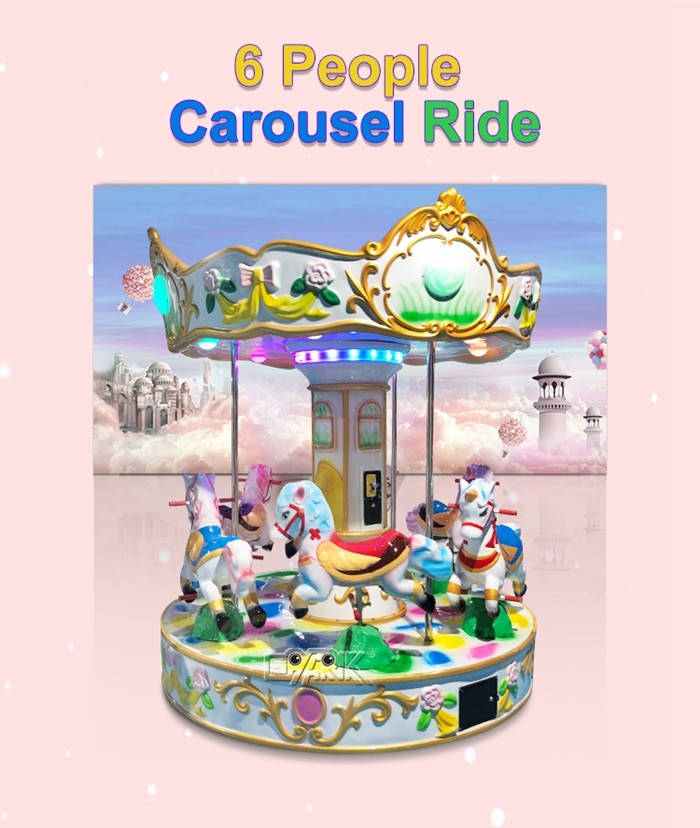 6 People Kiddy Ride Machine European Style Coin Operated Merry Go Round Machine