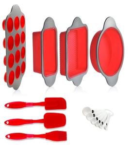 Wholesale Silicone Baking Molds Pans and Utensils Kitchen | Silicone Cake Brownie Loaf Muffin Mold 2 Spatulas Brush 6 Measuring from china suppliers