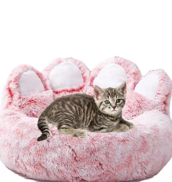 Amazon Top Selling Pet Beds Round Sofa Dog Donut Washable Nest Bear Paw Shape