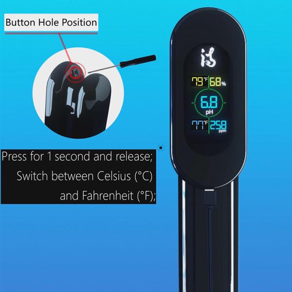 32F To 140F Digital LCD Aquarium Thermometer Temp PH TDS Air Temp Humidity