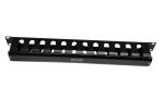 19 Inch Rack Mounted Metal Fiber Optic Cable Management Panel 1U Height Black