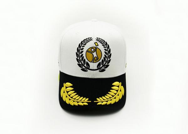 White Sports 6 Panel Embroidery Baseball Hats , Unisex Custom Sized Baseball