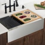 Workstation Composite Bamboo Cutting Board Set with Rectangular Stainless Steel
