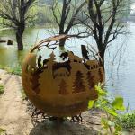 Outdoor Modern Corten Steel Fire Pit Sphere heavy duty fire bowls