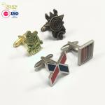 Blank Metal Cufflink Gold Silver Plated Laser Logo Soft Enamel Square Shape