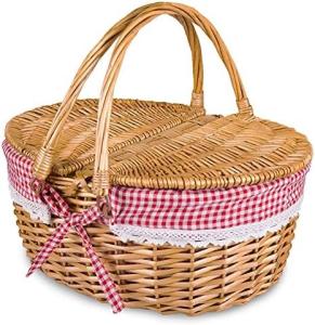 Wholesale Wicker Picnic Basket with Lid and Handle Sturdy Woven Body with Washable Lining for Easter,Mother's Day,Outdoor Camping from china suppliers