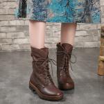 S037 Casual handmade women's shoes original retro Martin boots round head side