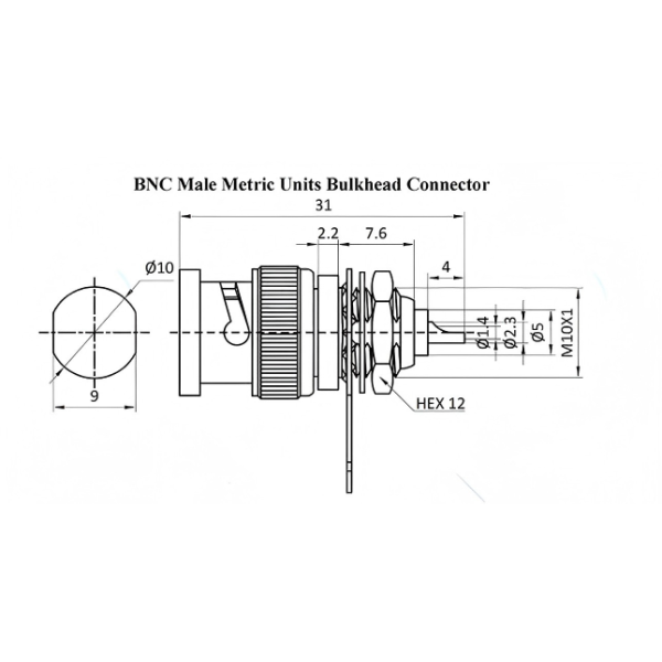 Bulkhead RF Coaxial Connectors PCB BNC Male Solder Connector DC-4GHz