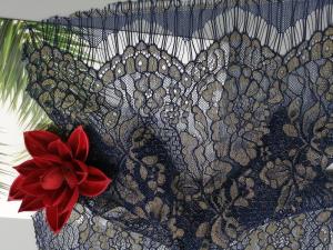 China Eyelash Metallic Lurex Scallop Edge Lace Fabric For Lady Dress Garment on sale