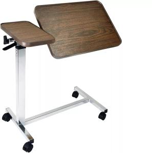 Wholesale Rotatable Double Adjustable Overbed Bedside Table With Wheels Wood Medical from china suppliers
