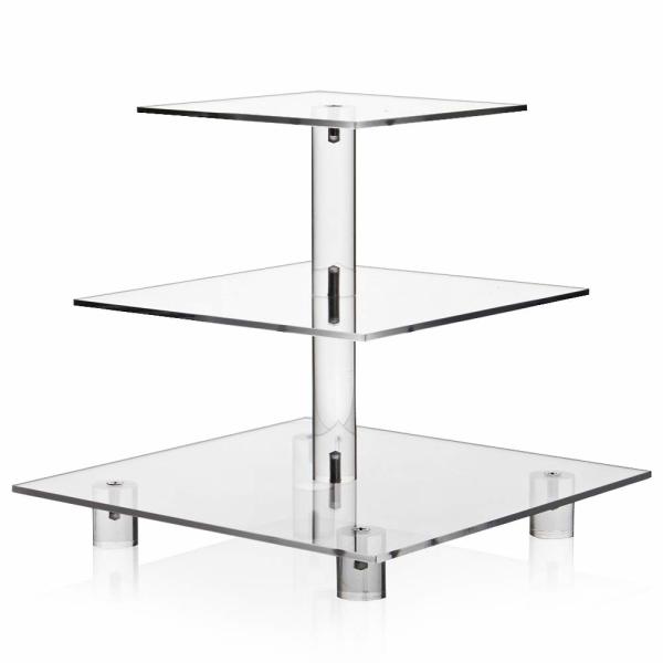 3 Tier Square Design Clear Acrylic Dessert Tower Holder Display For Weddings