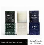White Pattern Residential Decorative Scented Candles In Glass Jars , Custom