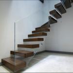 Customized Painting Color Wood Floating Stairs with Clear Frosted Color and