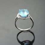 925 Silver 9mmX11mm Oval Created Blue Cubic Zirconia Ring(F55)