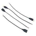 Male Female USB 2.0 Type A Plug to Free End Tinned Open Pigtail Wire Charger