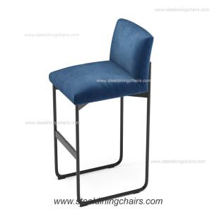 Wholesale Floor Mounted Fixed Down European Navy Blue Upholstered Bar Stools from china suppliers