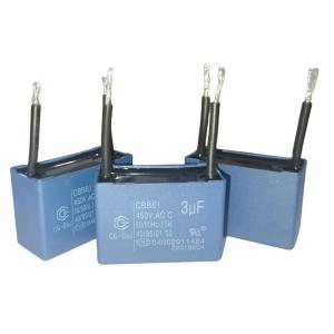 Wholesale 2 Wire Blue Air Conditioner Fan Capacitor CBB61 450V 3.0mfd With 30 Line Length from china suppliers
