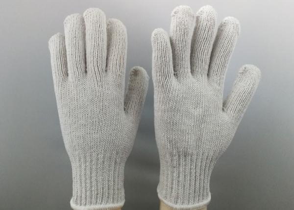 Elastic Cuff Cotton String Knit Gloves , Cotton Work Gloves With Rubber Gripper