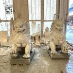 Foo Dog Fengshui Sculpture Hand Carved Granite Lion Statue Guardian Lions Statue
