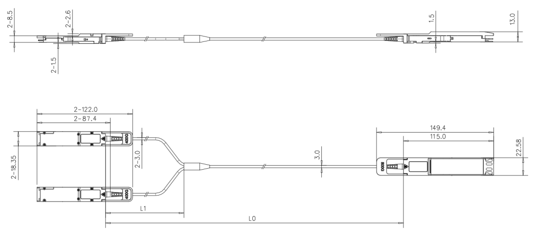 OSFP 800G to QSFP112 2 x 400G AOC for Digital diagnostic functions