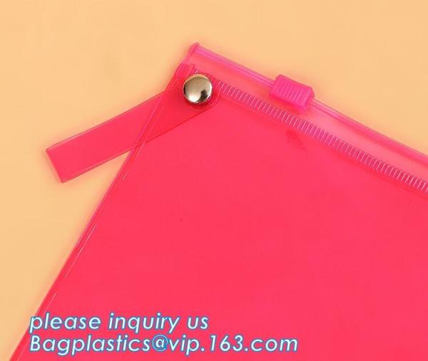stationery waterproof plastic documents pouch PVC zipper lock file bag with