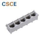 DIP 1 X 5 RJ45 Multi Port 8 Pin 8 Contact 90 Degrees PBT / PA66 / PA46 Housing