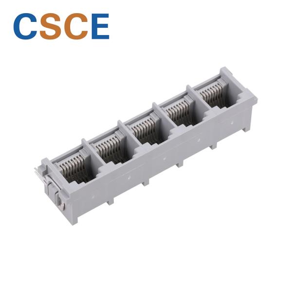 DIP 1 X 5 RJ45 Multi Port 8 Pin 8 Contact 90 Degrees PBT / PA66 / PA46 Housing