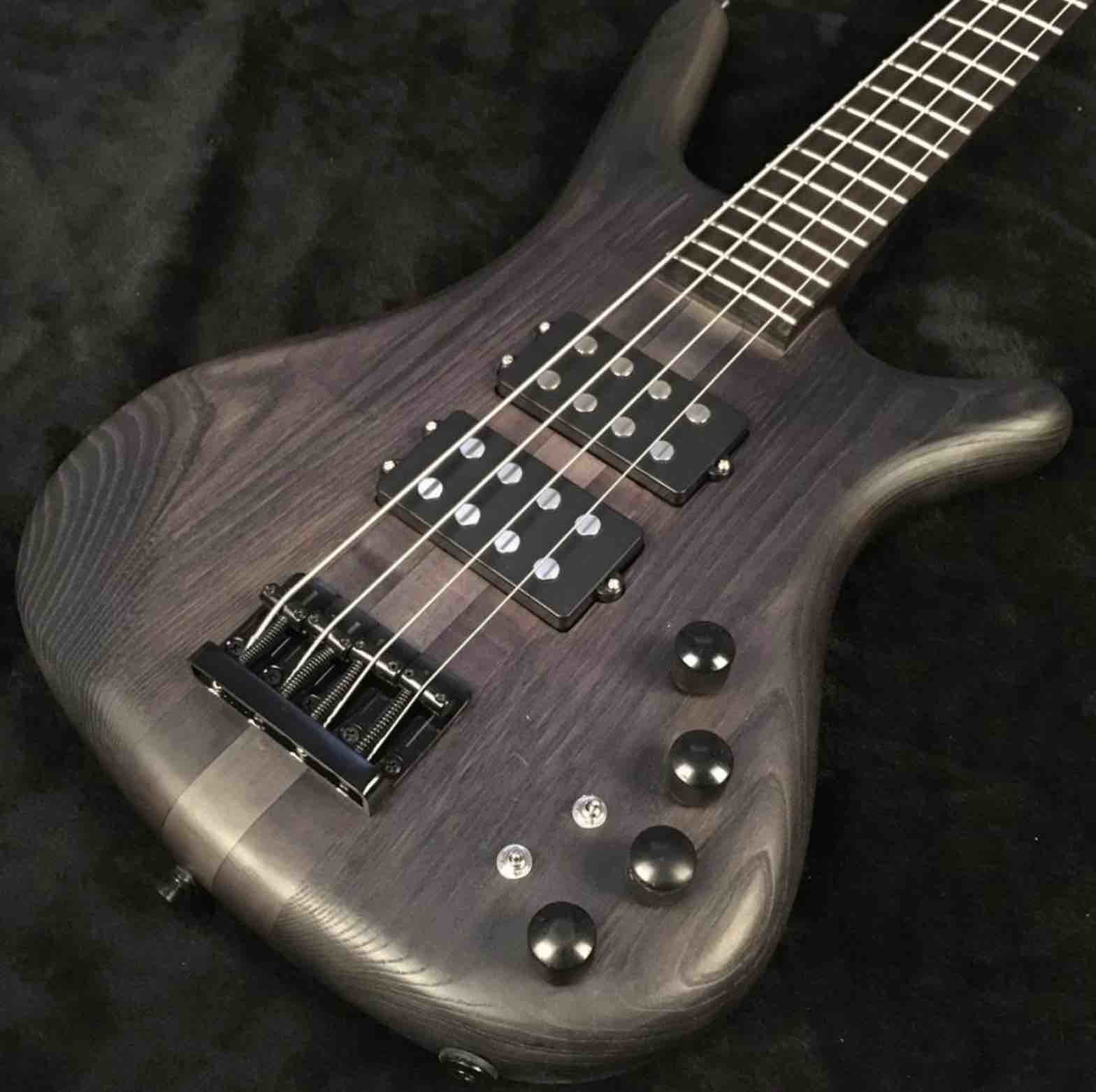 4 Strings Bass Guitar Transparent Black Color with Mahogany Body Maple Neck