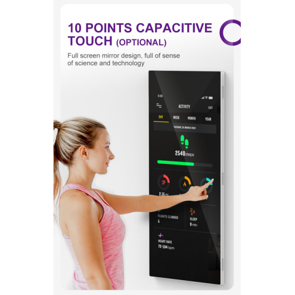 65'' Hanging LCD Wall 1080P Smart Exercise Mirror Full Body Dressing Glass