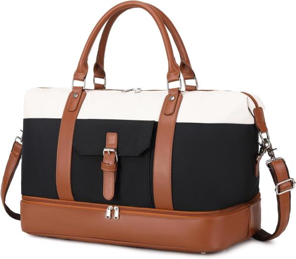 Cavas Weekender Carry on Duffel Travel Bag with Leather Shoes Compartment for