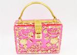 Customize Jewel Pink Acrylic Clutch Bag Lucite Frame And Small Box Sized