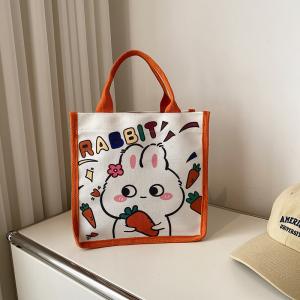 China Winnie The Pooh Rubber Stamp Shopping Bag Kiki Titi Cartoon Shoulder Canvas Ladies on sale