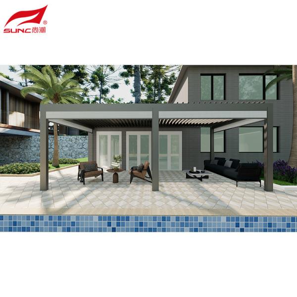 Aluminum Pergola Louver Roof Kit Motorized Waterproof Pergola System Remote