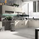 Minimalist Design Wood Kitchen Cabinet with Half Bullnose and Light Grey