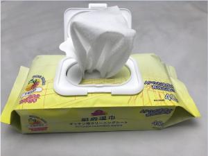 China Kitchen Cleaner Disinfectant Wet Wipes Bleach Free APG Remove Oil Grease Lemon Scent on sale