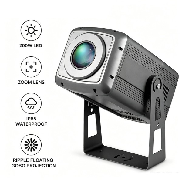 200W Outdoor LED Projector Ripple Floating Zoom Gobo Dynamic Waterproof IP65