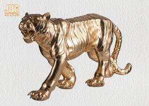 China Large Gold Leafed Polyresin Animal Figurines Tiger Sculpture Table Statue on sale