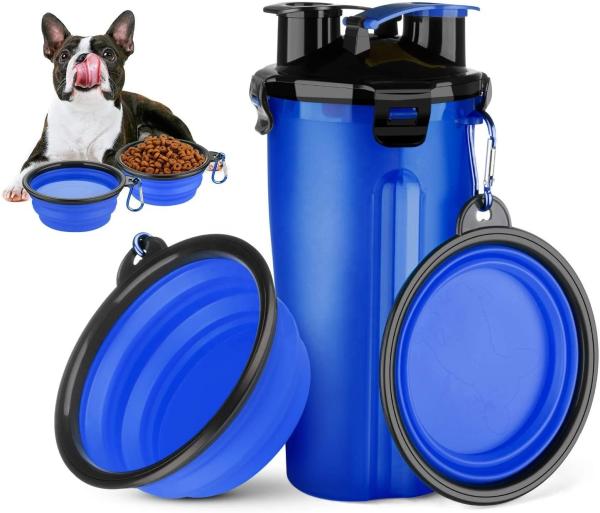 Portable 2 In 1 Dog Water Bottle With Silicone Folding Bowl Puppy Travel Water