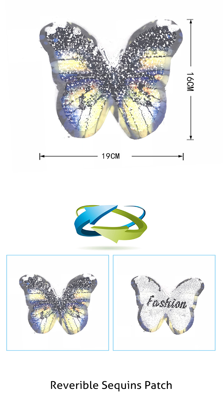 Various Styles Sequin Embroidery Patches Butterfly Series For Garment / Bags