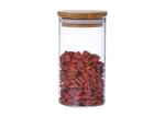 Airtight Glass Food Storage Jars Round Shape Customized Logo With Screw Wood Lid