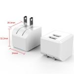 Flip Foldable Prong 5V2.4A FCC DOE VI USA Wall Charger