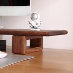 walnut Laptop Monitor Stand Riser - Wooden Desktop Shelf for Computer Laptop